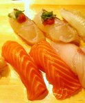 Salmon, yellowtail etc at Saito1.JPG